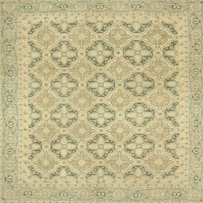 Square Machine Washable Abstract Brass Green Rug, wshabs2708