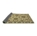 Sideview of Abstract Chrome Gold Yellow Oriental Rug, abs2709