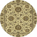 Round Machine Washable Abstract Chrome Gold Yellow Rug, wshabs2709