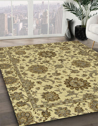 Abstract Chrome Gold Yellow Oriental Rug, abs2709