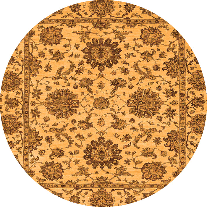 Round Oriental Orange Traditional Rug, abs2709org