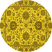 Round Oriental Yellow Traditional Rug, abs2709yw