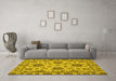 Machine Washable Oriental Yellow Traditional Rug in a Living Room, wshabs2709yw