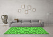 Machine Washable Oriental Green Traditional Area Rugs in a Living Room,, wshabs2709grn