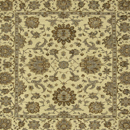 Square Abstract Chrome Gold Yellow Oriental Rug, abs2709