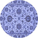 Round Machine Washable Oriental Blue Traditional Rug, wshabs2709blu