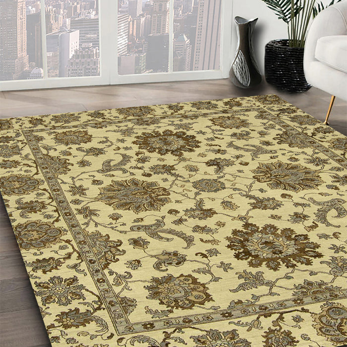 Machine Washable Abstract Chrome Gold Yellow Rug in a Family Room, wshabs2709