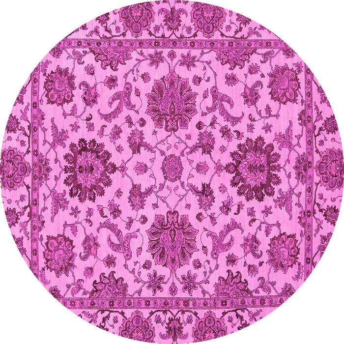 Round Oriental Pink Traditional Rug, abs2709pnk