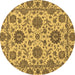 Round Oriental Brown Traditional Rug, abs2709brn