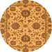 Round Machine Washable Oriental Orange Traditional Area Rugs, wshabs2709org