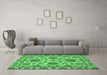 Machine Washable Oriental Emerald Green Traditional Area Rugs in a Living Room,, wshabs2709emgrn