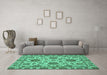 Machine Washable Oriental Turquoise Traditional Area Rugs in a Living Room,, wshabs2709turq