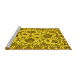 Sideview of Machine Washable Oriental Yellow Traditional Rug, wshabs2709yw