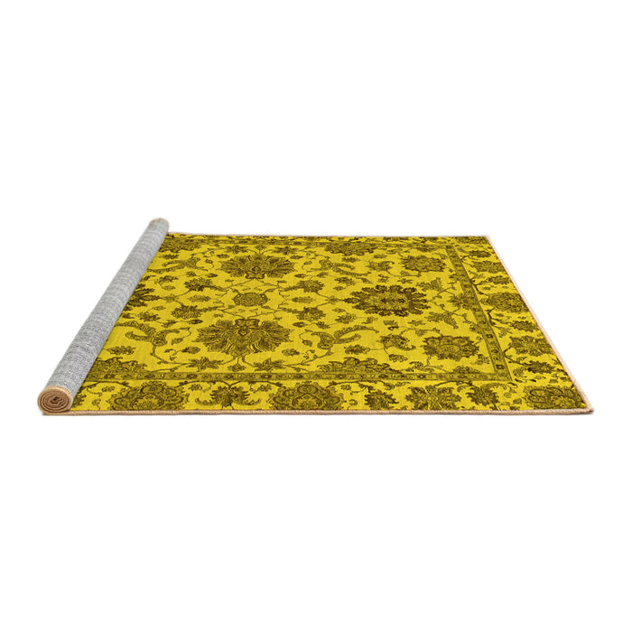 Sideview of Machine Washable Oriental Yellow Traditional Rug, wshabs2709yw