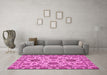 Machine Washable Oriental Pink Traditional Rug in a Living Room, wshabs2709pnk