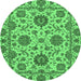 Round Oriental Emerald Green Traditional Rug, abs2709emgrn