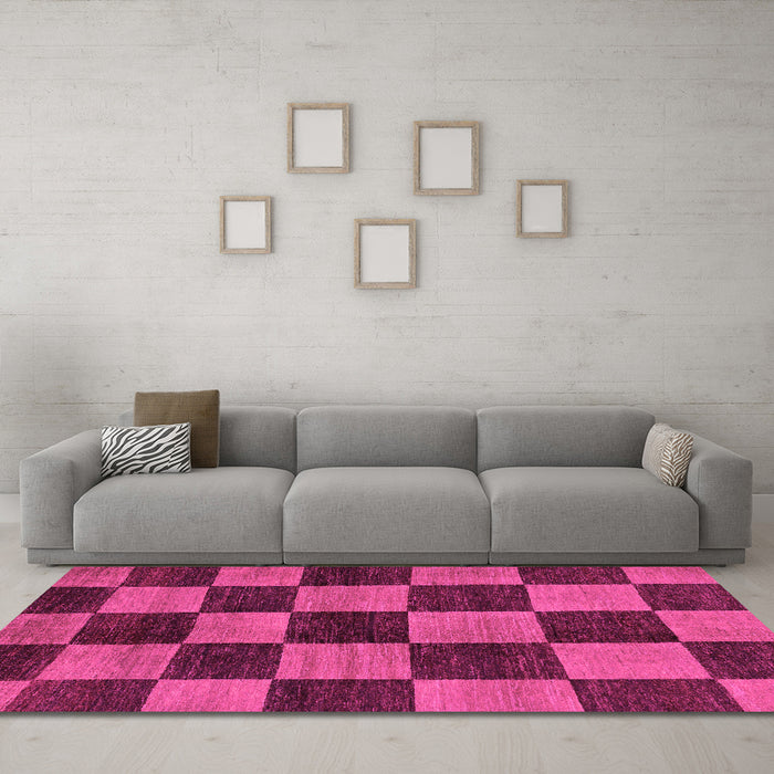 Machine Washable Oriental Pink Modern Rug in a Living Room, wshabs270pnk