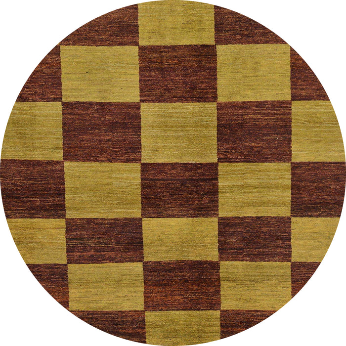 Round Machine Washable Abstract Cinnamon Brown Rug, wshabs270