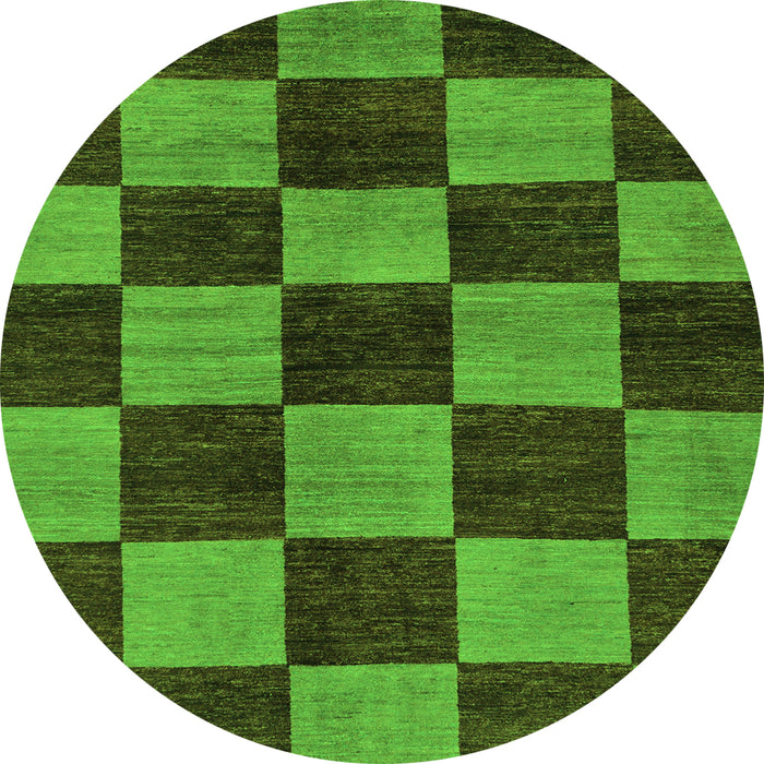 Round Machine Washable Oriental Green Modern Area Rugs, wshabs270grn