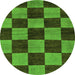 Round Machine Washable Oriental Green Modern Area Rugs, wshabs270grn