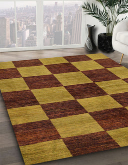 Machine Washable Abstract Cinnamon Brown Rug in a Family Room, wshabs270