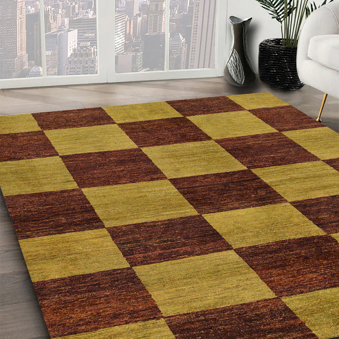 Machine Washable Abstract Cinnamon Brown Rug in a Family Room, wshabs270