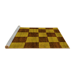 Sideview of Machine Washable Oriental Yellow Modern Rug, wshabs270yw