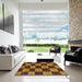 Square Abstract Cinnamon Brown Oriental Rug in a Living Room, abs270