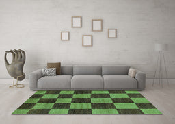 Machine Washable Oriental Turquoise Modern Area Rugs in a Living Room,, wshabs270turq