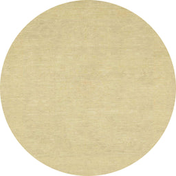 Round Abstract Mustard Yellow Oriental Rug, abs2710
