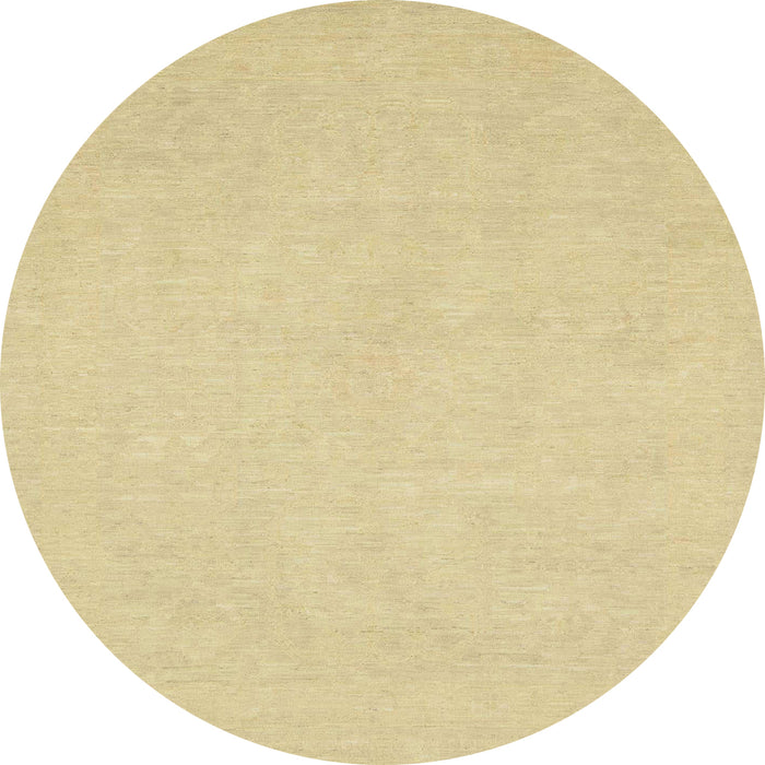 Round Abstract Mustard Yellow Oriental Rug, abs2710