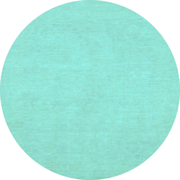 Round Oriental Light Blue Traditional Rug, abs2710lblu