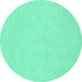 Round Machine Washable Oriental Turquoise Traditional Area Rugs, wshabs2710turq