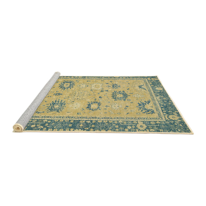 Sideview of Machine Washable Abstract Chrome Gold Yellow Rug, wshabs2711