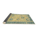 Sideview of Abstract Chrome Gold Yellow Oriental Rug, abs2711