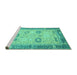 Sideview of Machine Washable Oriental Turquoise Traditional Area Rugs, wshabs2711turq