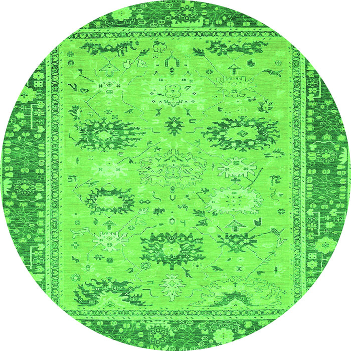 Round Oriental Green Traditional Rug, abs2711grn