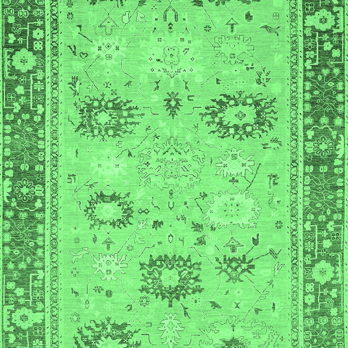 Machine Washable Oriental Emerald Green Traditional Area Rugs, wshabs2711emgrn