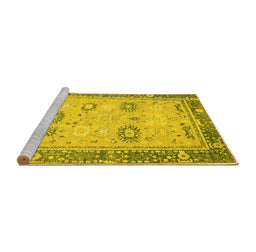 Sideview of Machine Washable Oriental Yellow Traditional Rug, wshabs2711yw