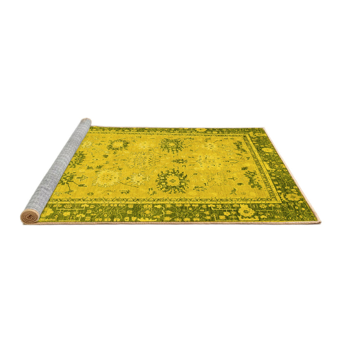 Sideview of Machine Washable Oriental Yellow Traditional Rug, wshabs2711yw