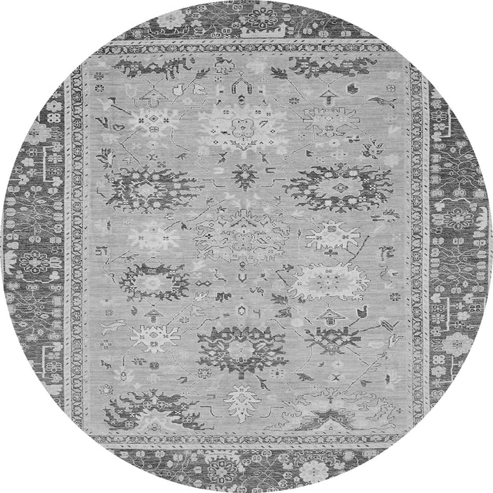 Round Machine Washable Oriental Gray Traditional Rug, wshabs2711gry