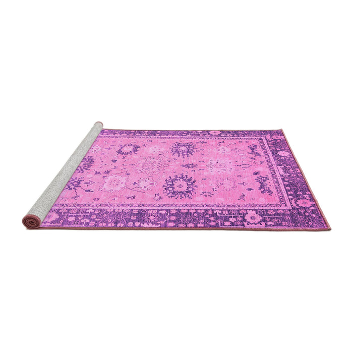 Sideview of Machine Washable Oriental Pink Traditional Rug, wshabs2711pnk