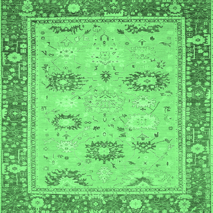 Square Machine Washable Oriental Emerald Green Traditional Area Rugs, wshabs2711emgrn
