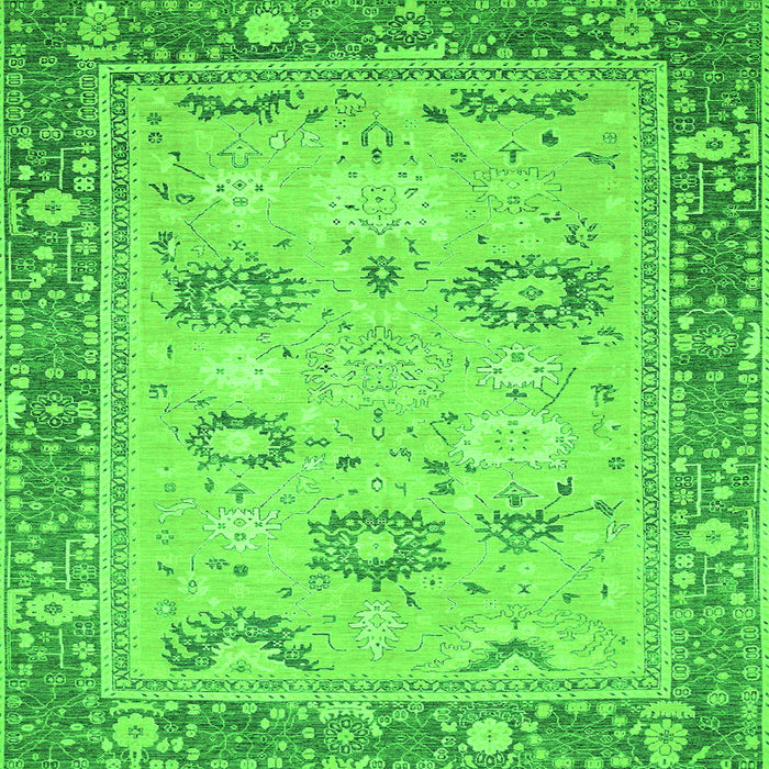 Square Oriental Green Traditional Rug, abs2711grn