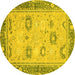 Round Oriental Yellow Traditional Rug, abs2711yw