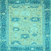 Square Oriental Light Blue Traditional Rug, abs2711lblu