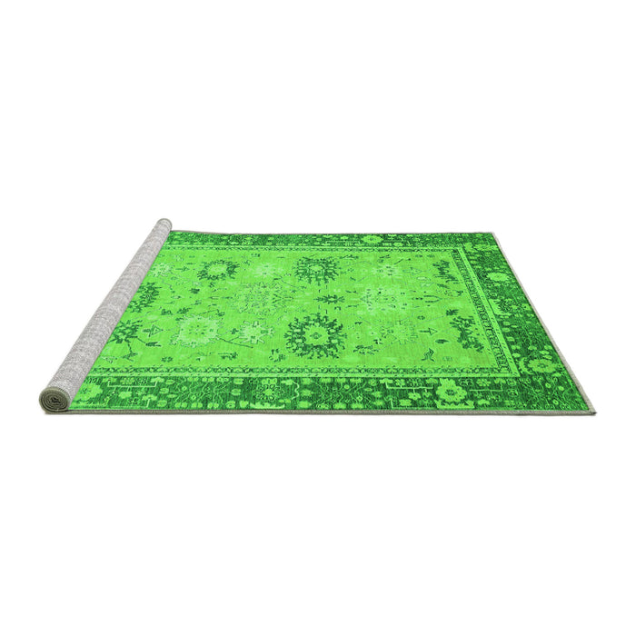 Sideview of Machine Washable Oriental Green Traditional Area Rugs, wshabs2711grn