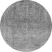 Round Machine Washable Oriental Gray Traditional Rug, wshabs2712gry