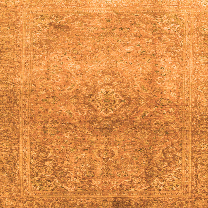 Square Machine Washable Oriental Orange Traditional Area Rugs, wshabs2712org
