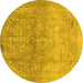 Round Oriental Yellow Traditional Rug, abs2712yw